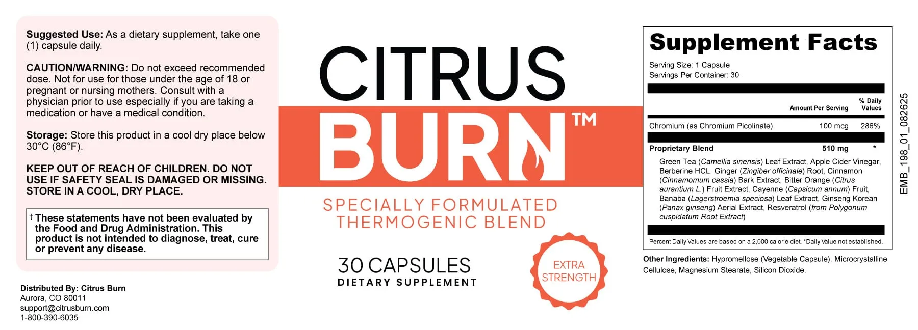 Citrus Burn supplement bottles showing front and back label